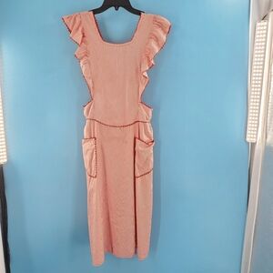 Vintage 50s red and white stripe full apron flawed gem